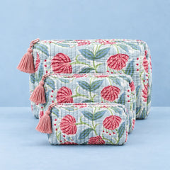 Pink Floral Pouch Set