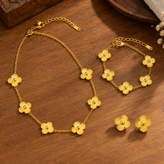 Golden Petal Necklace Set