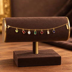 Rainbow Gemstone Charm Bracelet