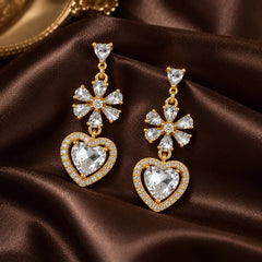 Crystal Heart Dangle Earrings