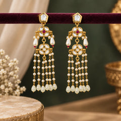 Pearl Cascade Kundan Earrings