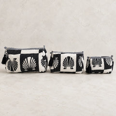 Black White Shell 3 Layered Pouches