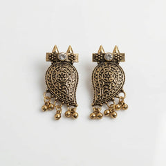 Golden Oxidised Drop Earrings