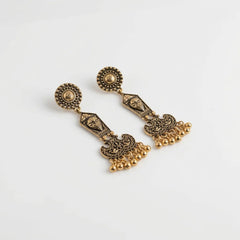 Golden Elongated Antique Earrings