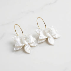 Pearl Petal Hoop Earrings