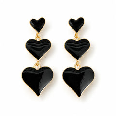 Midnight Heart Chain Earrings