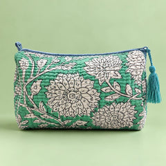 Turquoise & White Floral Pouch Set