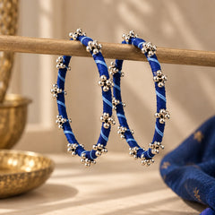 Blue Stripe Ghungroo Bangle Set