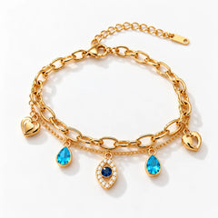 Blue and Golden Charm Bracelet