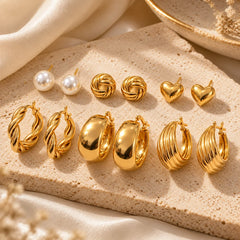 Set of 6 Classic Gold Hoop & Stud Combo