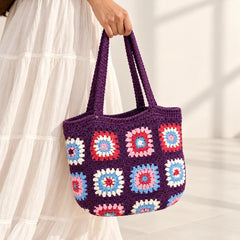 Violet Blossom Crochet Bag