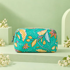 Teal Botanical Pouch Set