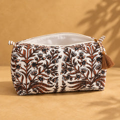 Brown Botanical Print Pouch