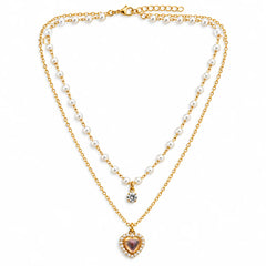 Pearl Heart Layered Necklace