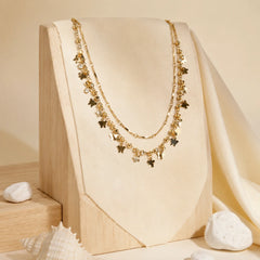 Gold Butterfly Charm Layered Necklace