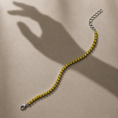 Silver Citrine Stone Chain Bracelet - Silver 925