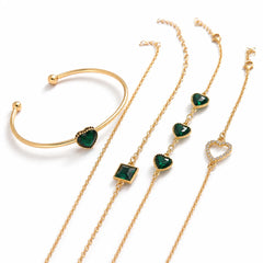 Emerald Crystal Bracelet Combo - 18K Gold Plated