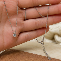 Silver Minimal Pendant Chain Necklace - Silver 925