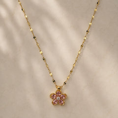 Blush Bloom Pendant Necklace - 18K Gold Plated