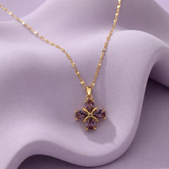 Lavender Mist Bloom Necklace - 18K Gold Plated