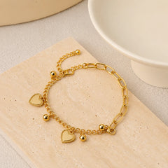 Double Layer Heart Charm Bracelet