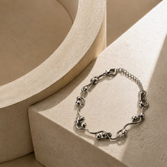 Wave Ball Link Bracelet - Silver 925