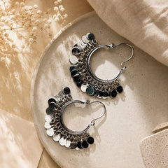 Silver Plated Coin Hoop Earrings