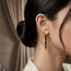 Minimalist Hoop Bar Drop Earrings
