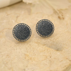 Black Oxidised Leaf Vine Stud Earrings