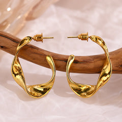Gold Twisted C Hoop Earrings