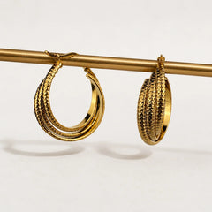 Layered Triple Hoop Earrings - 18K Gold Plated