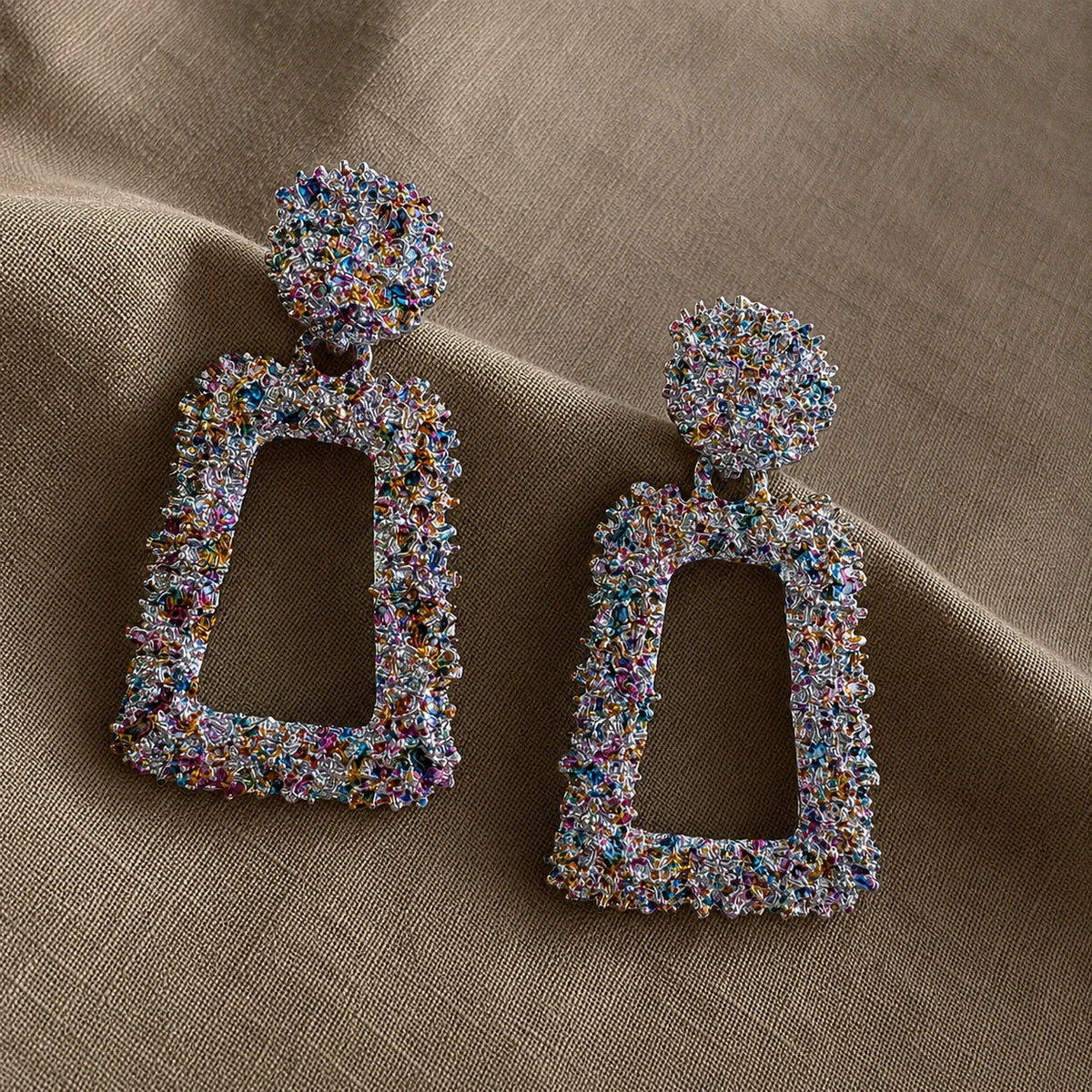 Glitter Geometric Drop Earrings