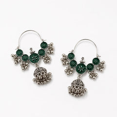 Green Enamel Baali Jhumka Earrings