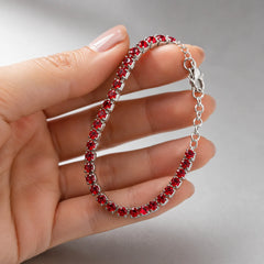 Red Crystal Tennis Bracelet - Silver 925