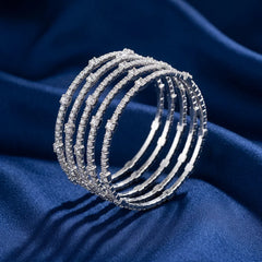 Crystal Spiral Bracelet - Rhodium Plated