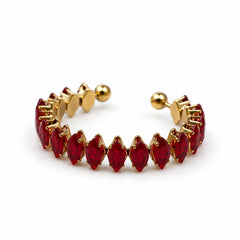 Red Crystal Cuff Ring - 18K Gold Plated