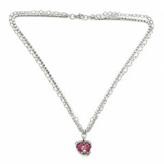Pink Heart Layered Chain Necklace