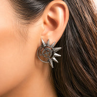 Edgy Spiked Oxidised Studs