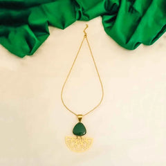 Filigree Green Stoned Pendant Necklace