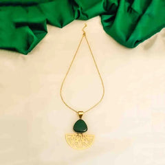 Filigree Green Stoned Pendant Necklace