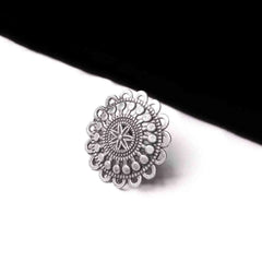 Floral Oxidised Ring