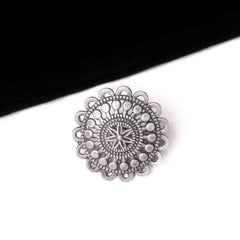 Floral Oxidised Ring