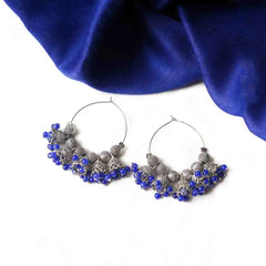 Oxidised Beaded Colourful Jhumka Hoop Earrings