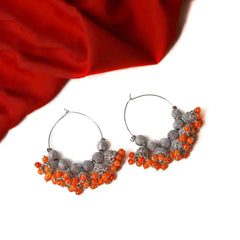 Oxidised Beaded Colourful Jhumka Hoop Earrings