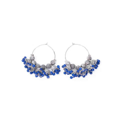 Oxidised Beaded Colourful Jhumka Hoop Earrings