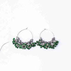 Oxidised Beaded Colourful Jhumka Hoop Earrings