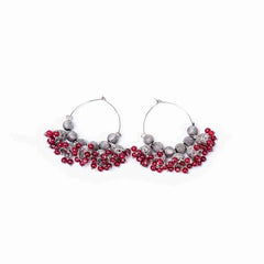 Oxidised Beaded Colourful Jhumka Hoop Earrings