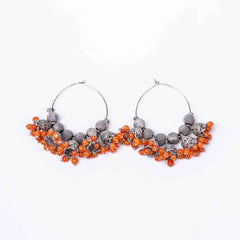 Oxidised Beaded Colourful Jhumka Hoop Earrings