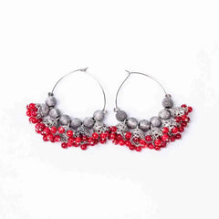 Oxidised Beaded Colourful Jhumka Hoop Earrings