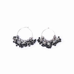 Oxidised Beaded Colourful Jhumka Hoop Earrings